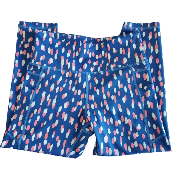 ZYIA Blue and Pink Polka Dot Crop Athletic Leggings in Size 6-8 - Picture 7 of 10